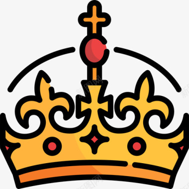皇冠英格兰4线性颜色图标图标