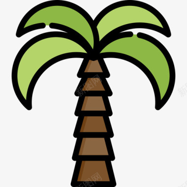 棕榈树朱尼尔党2线性颜色图标图标