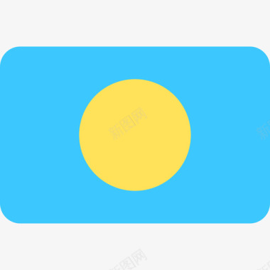 帕劳国际国旗6圆形矩形图标图标