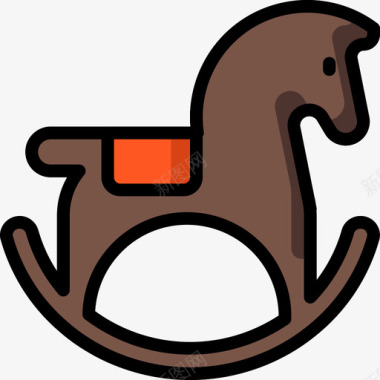 摇摆马玩具12线性颜色图标图标