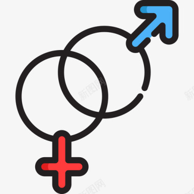 性别婚礼19线性颜色图标图标