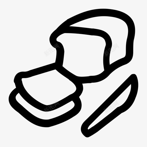 面包切好的手绘的图标svg_新图网 https://ixintu.com 刀 切好的 切片的 手绘的 抽出的食物 面包