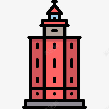 挪威语灯塔3线性颜色图标图标