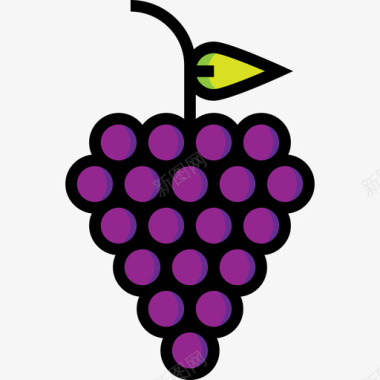 葡萄食品和餐厅3线性颜色图标图标