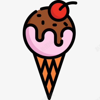冰淇淋白皙直线颜色图标图标