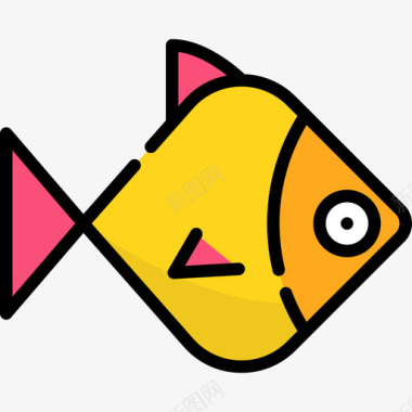 鱼海洋生物8线状颜色图标图标
