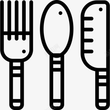 餐具餐厅要素5线性图标图标