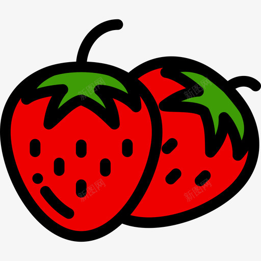 草莓健康食品8线性颜色图标svg_新图网 https://ixintu.com 健康食品8 线性颜色 草莓