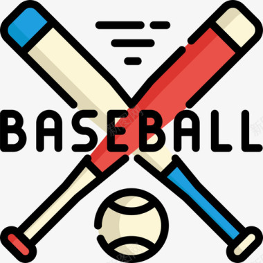 蝙蝠棒球2线颜色图标图标