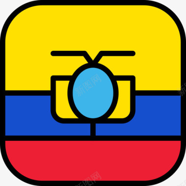 厄瓜多尔国旗系列6圆形方形图标图标
