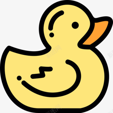Ducky婴儿淋浴3线性颜色图标图标