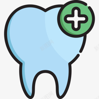 牙齿牙齿护理7线性颜色图标图标