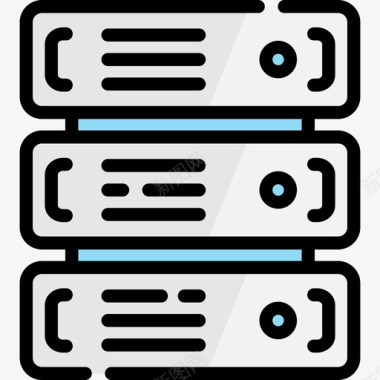 服务器电子元件3线性颜色图标图标