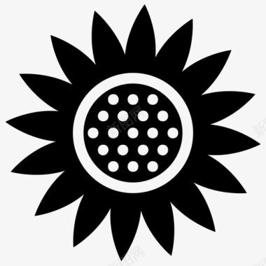 向日葵圆锥花自然和野餐字形图标图标