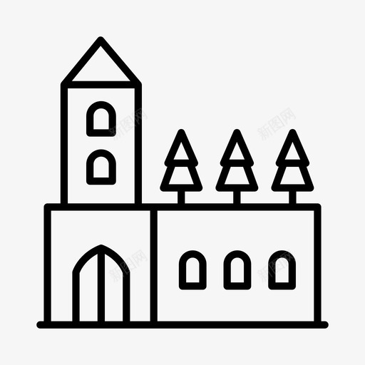 教堂建筑物城市图标svg_新图网 https://ixintu.com 城市 城镇 建筑物 教堂