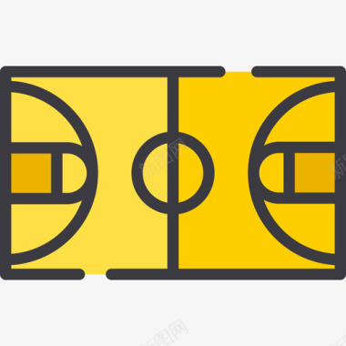 篮球场运动9线性颜色图标图标