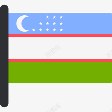 乌兹别克斯坦国际国旗5桅杆图标图标