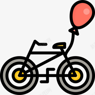 自行车暑假5线性颜色图标图标