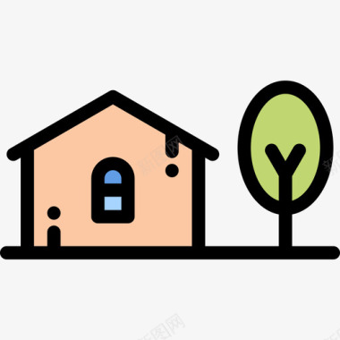 房子建筑线条色彩图标图标