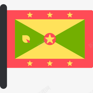 格林纳达国际国旗5桅杆图标图标