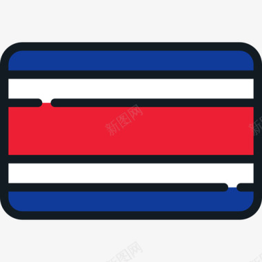 哥斯达黎加旗帜系列4圆形矩形图标图标
