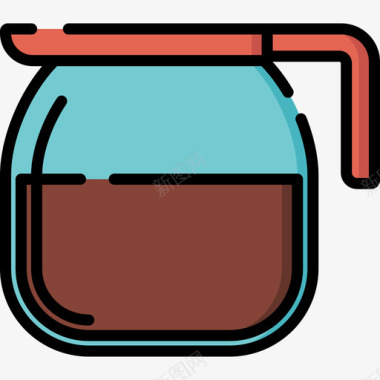 咖啡壶咖啡厅24线性颜色图标图标