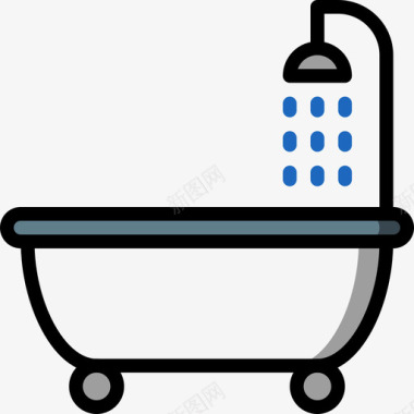 浴缸浴室物品4线性颜色图标图标