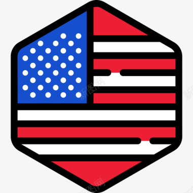 美国国旗系列5六边形图标图标