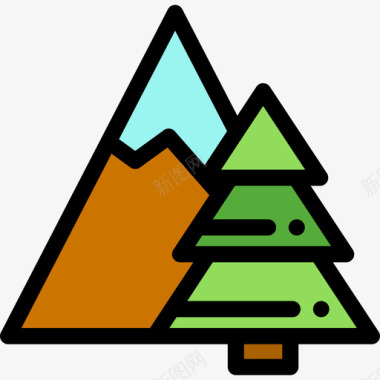 山在森林里12线的颜色图标图标