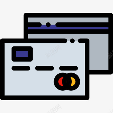 信用卡商业50线性彩色图标图标