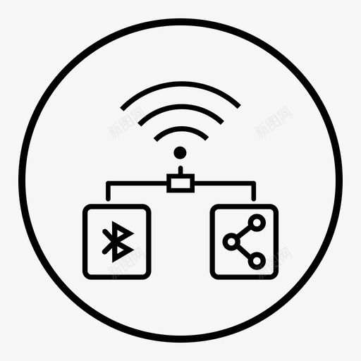 通讯蓝牙连接性图标svg_新图网 https://ixintu.com 共享 物联网 物联网勾勒笔画圈 蓝牙 连接性 通讯