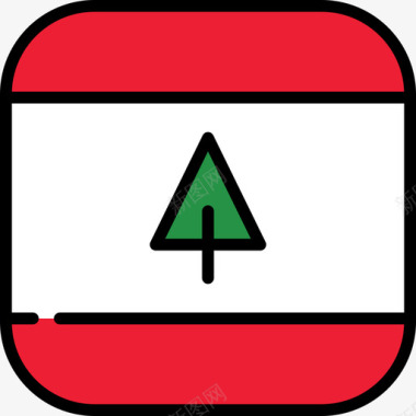 黎巴嫩国旗收藏6圆形广场图标图标