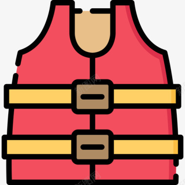 救生衣沙滩2线性颜色图标图标
