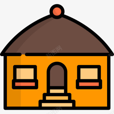部落住宅房屋类型线性颜色图标图标