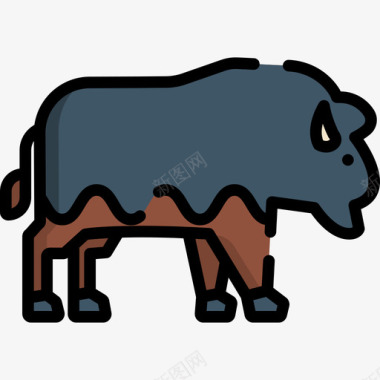 野牛动物29线形颜色图标图标