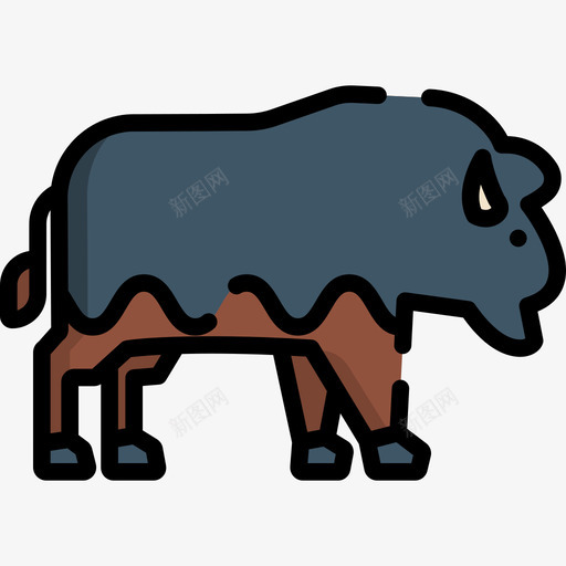 野牛动物29线形颜色图标svg_新图网 https://ixintu.com 动物29 线形颜色 野牛