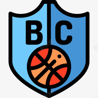 徽章篮球队线颜色图标图标