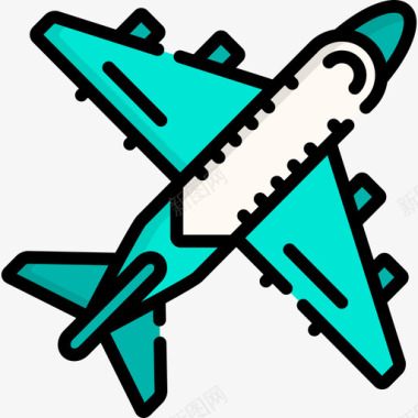 飞机全球物流2线性颜色图标图标