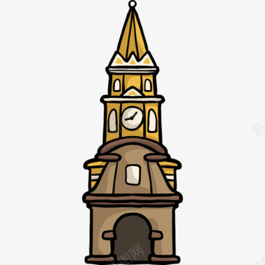 钟楼世界纪念碑色彩图标图标