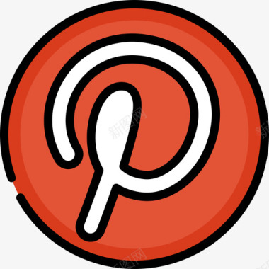 Pinterest社交媒体25线性颜色图标图标