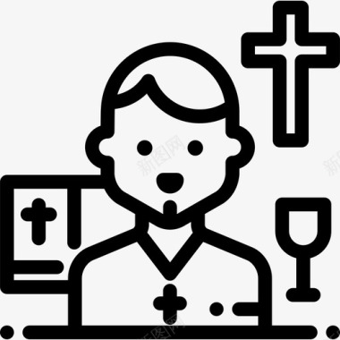 牧师职业和工作5直系图标图标