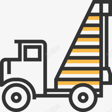 卡车建筑车辆黄色阴影图标图标