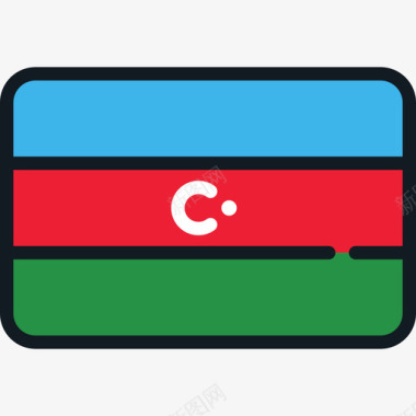 阿塞拜疆旗帜系列4圆形矩形图标图标