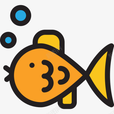 鱼宠物店6线性颜色图标图标
