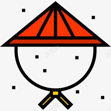 中国帽瓷器7线颜色图标图标