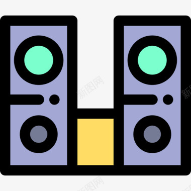 音频播放器音乐图标5线性颜色图标
