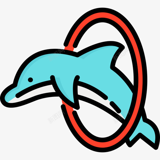 海豚水上乐园3线性颜色图标svg_新图网 https://ixintu.com 水上乐园3 海豚 线性颜色