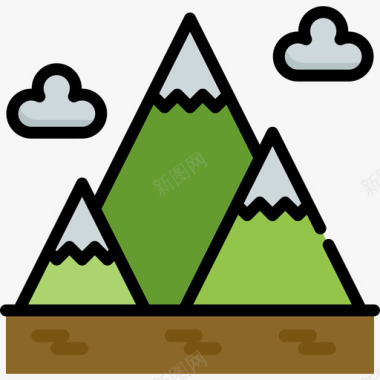 山地冒险运动7线性颜色图标图标
