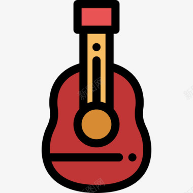 吉他烧烤派对4线性颜色图标图标