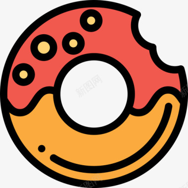 甜甜圈野餐10线性颜色图标图标